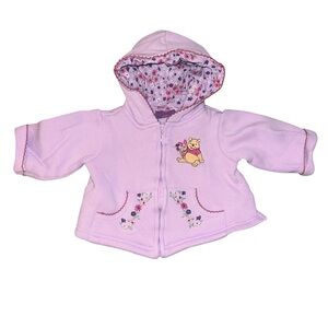 EUC🎉 Vintage Disney Winnie the Pooh Lavender Floral Baby Girl Hoodie 6-9 month